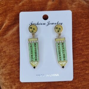 Rhinestone Pencil Fashion Earrings